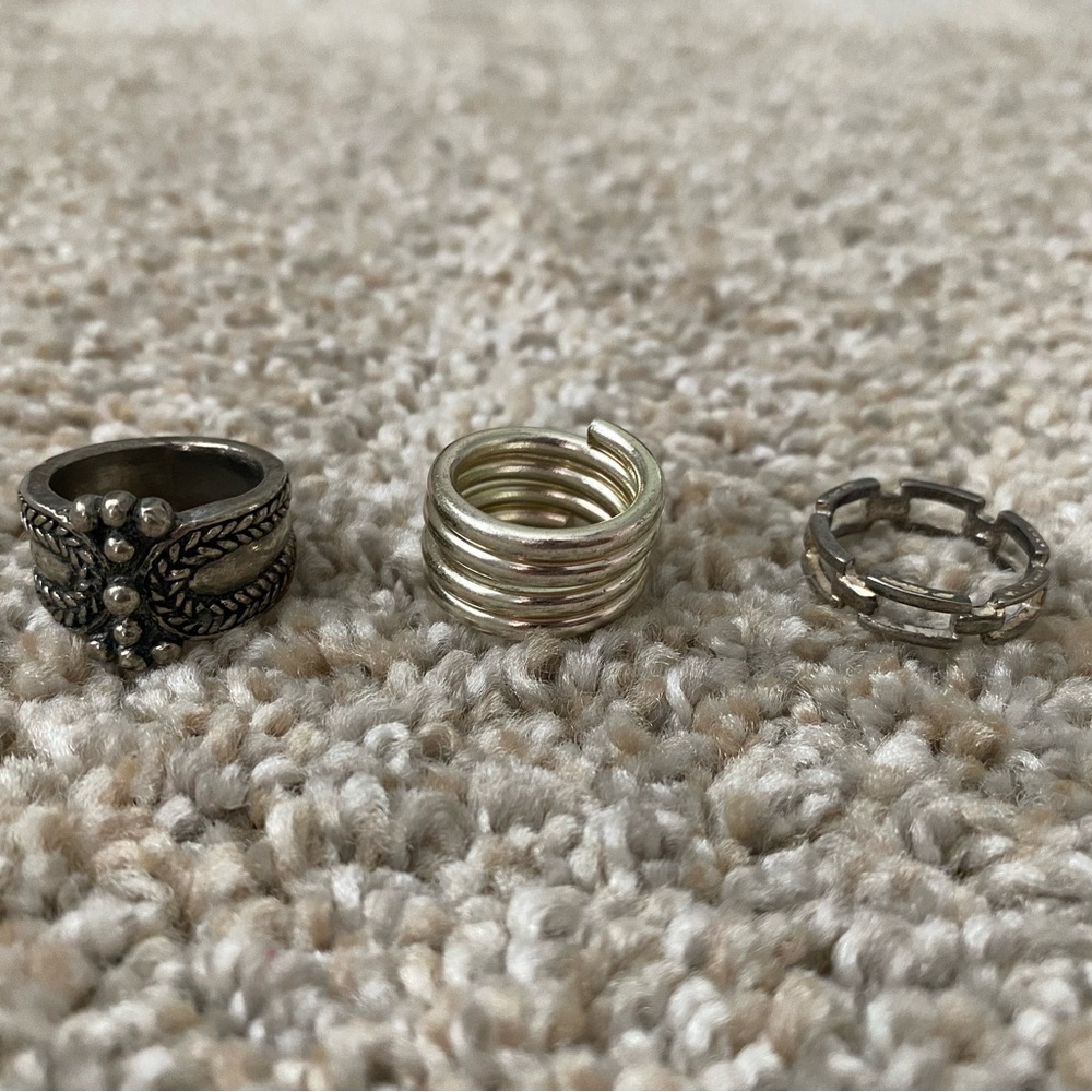 Sterling Silver Marcasite, Silver Wire, and Sterling Silver Square Link Ring